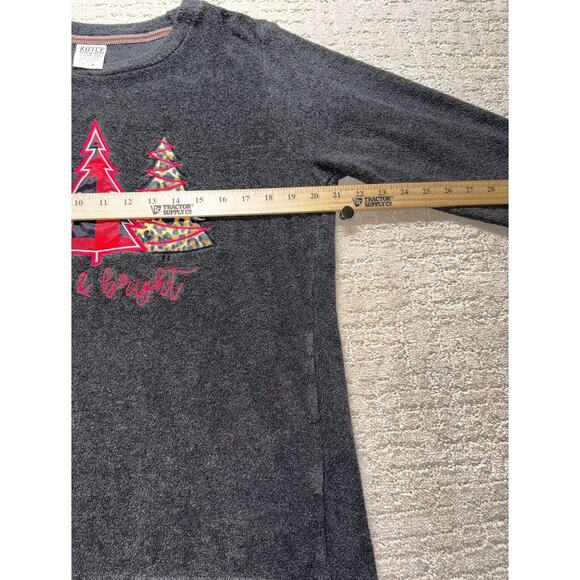 Royce Brand Christmas Tree Merry & Bright Top Dark Gray Long Sleeve Size L - Picture 5 of 7